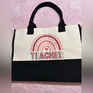 Charming Black and Cream Teacher Tote Bag for teacher
